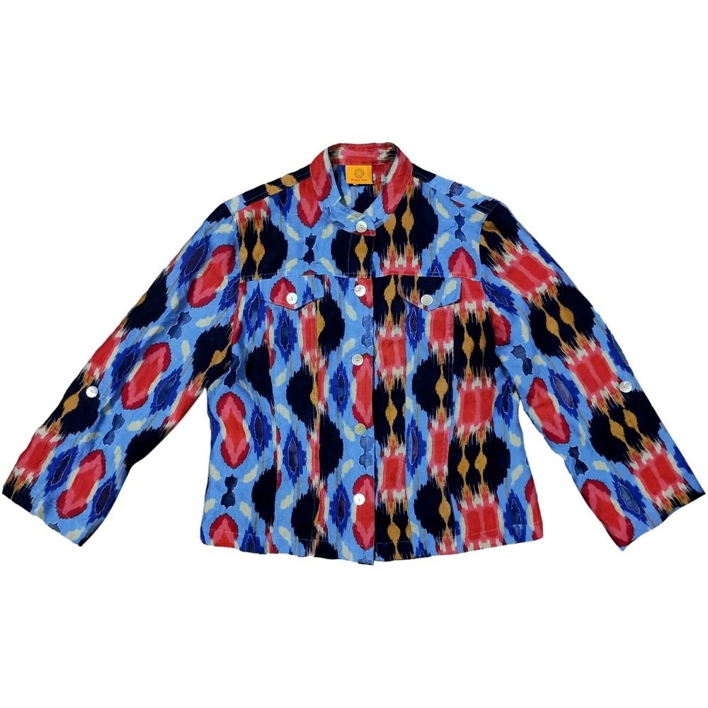 Ruby Rd Shirt Adult Large Multicolor Sheer Accents 3/4 Sleeve Top Women